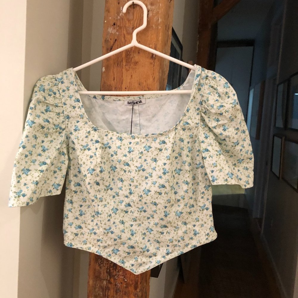 Batsheva Floral-Print Cotton top